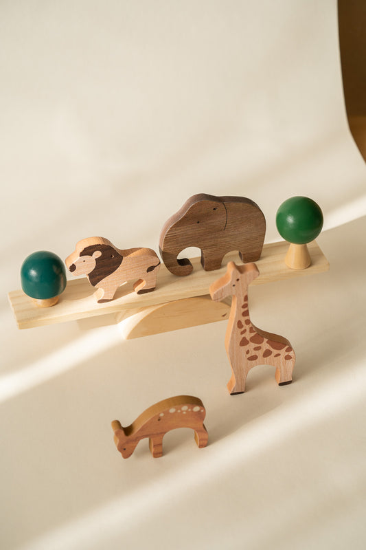 Wooden animal balance game